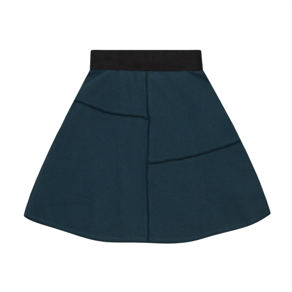 Asymmetric Cut Waffle Short Skirt Pine