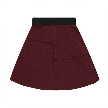 Asymmetric Cut Waffle Short Skirt Wine