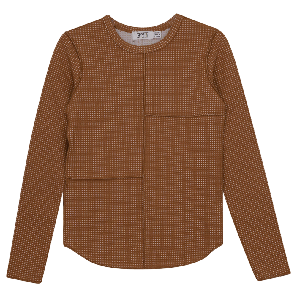 Asymmetric Cuts Waffle Top Cognac