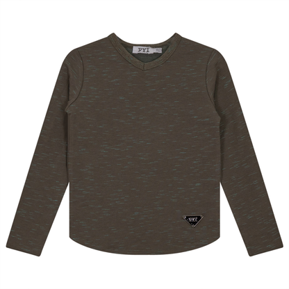 V-Neck Stretch Mix Top Olive