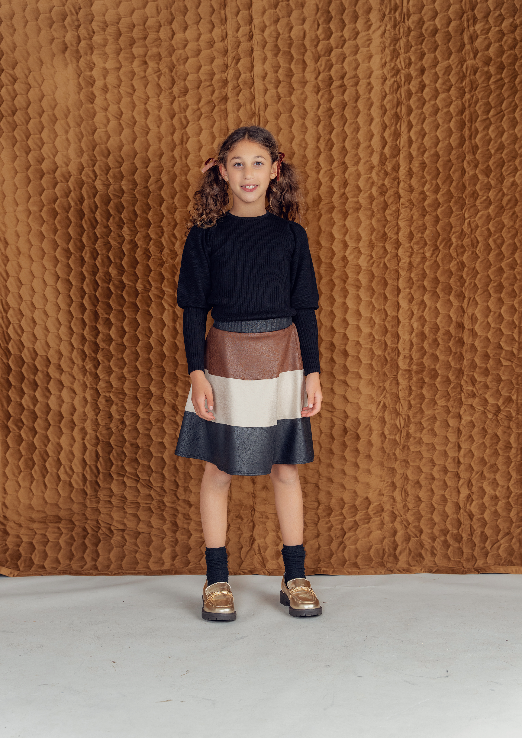 Rib Knit Top With Puff Sleeves