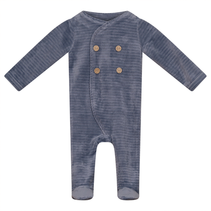 Double Press Look Rib Velour Onesie Grey Blue