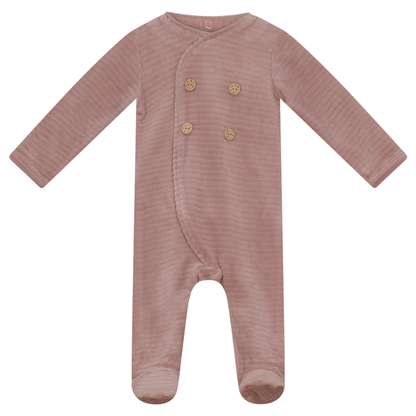 Double Press Look Rib Velour Onesie Light Pink