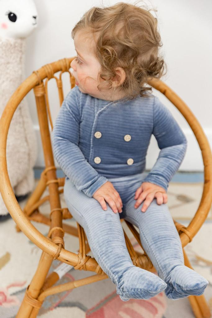 Double Press Look Rib Velour Onesie