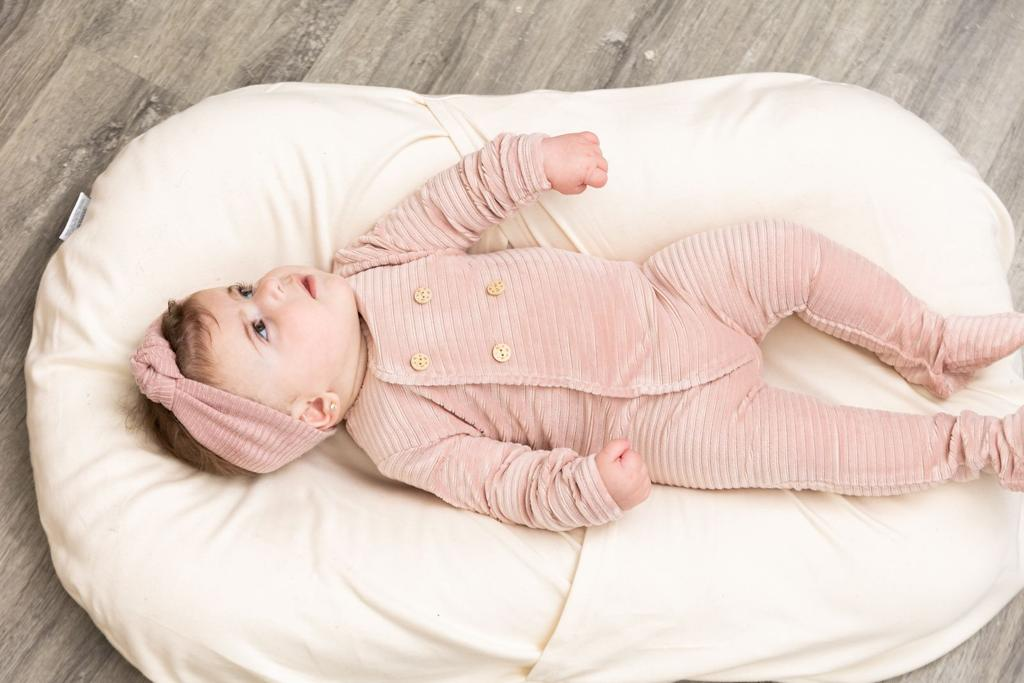 Double Press Look Rib Velour Onesie