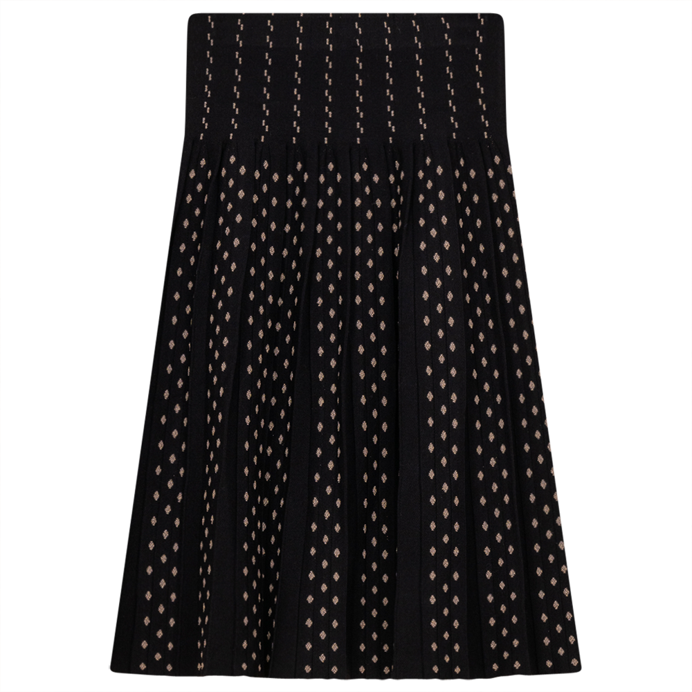 Pleated Gold Lurex Knit Skirt