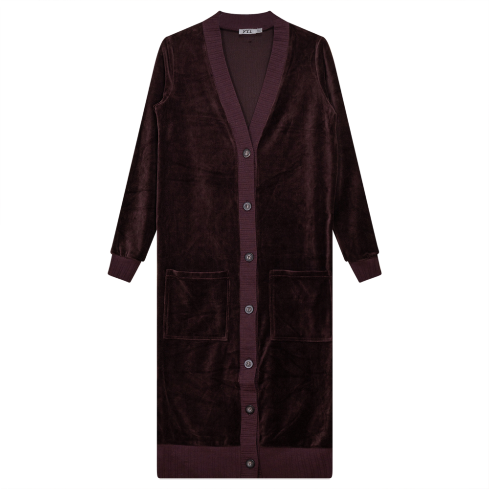 Cotton Velour Long Cardigan