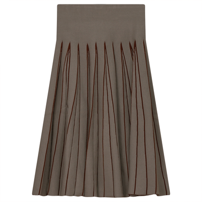 Jersey Kint Pleated Skirt Stone Cognac