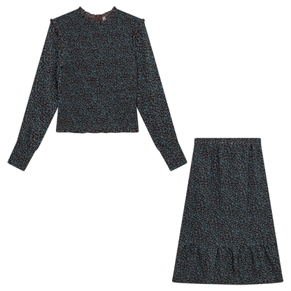 Smocked Flower Print 2PC Set