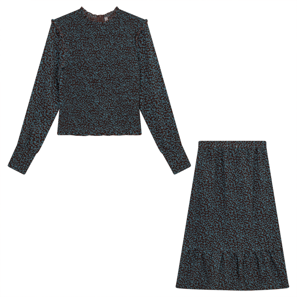 Smocked Flower Print 2PC Set