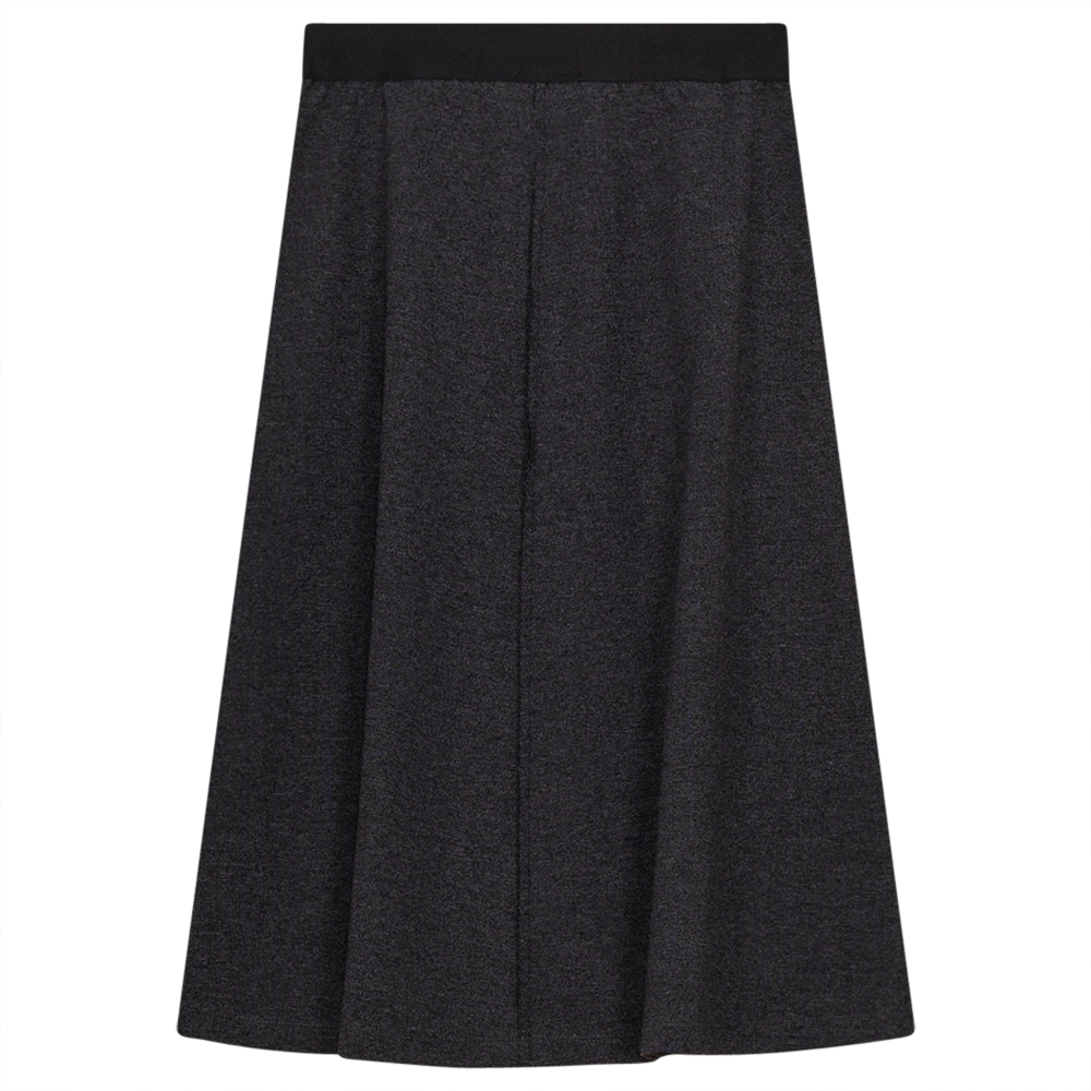 Fine Rib Flare Skirt Black Mix