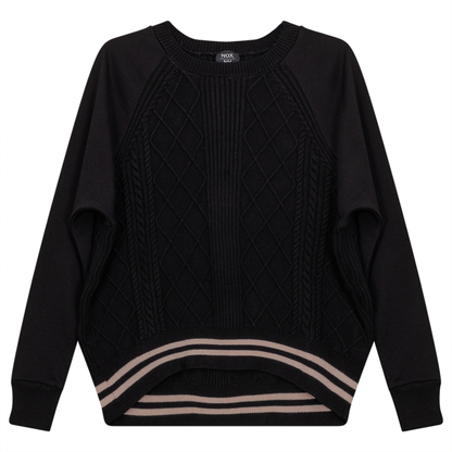 Crew Neck Raglan Sleeve Top Black