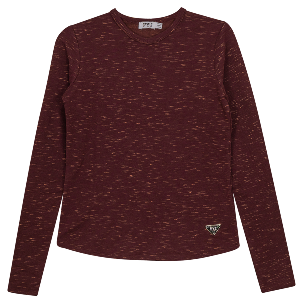 Stretch Mix V Neck Top Burgundy