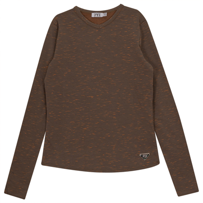 Stretch Mix V Neck Top Cocoa