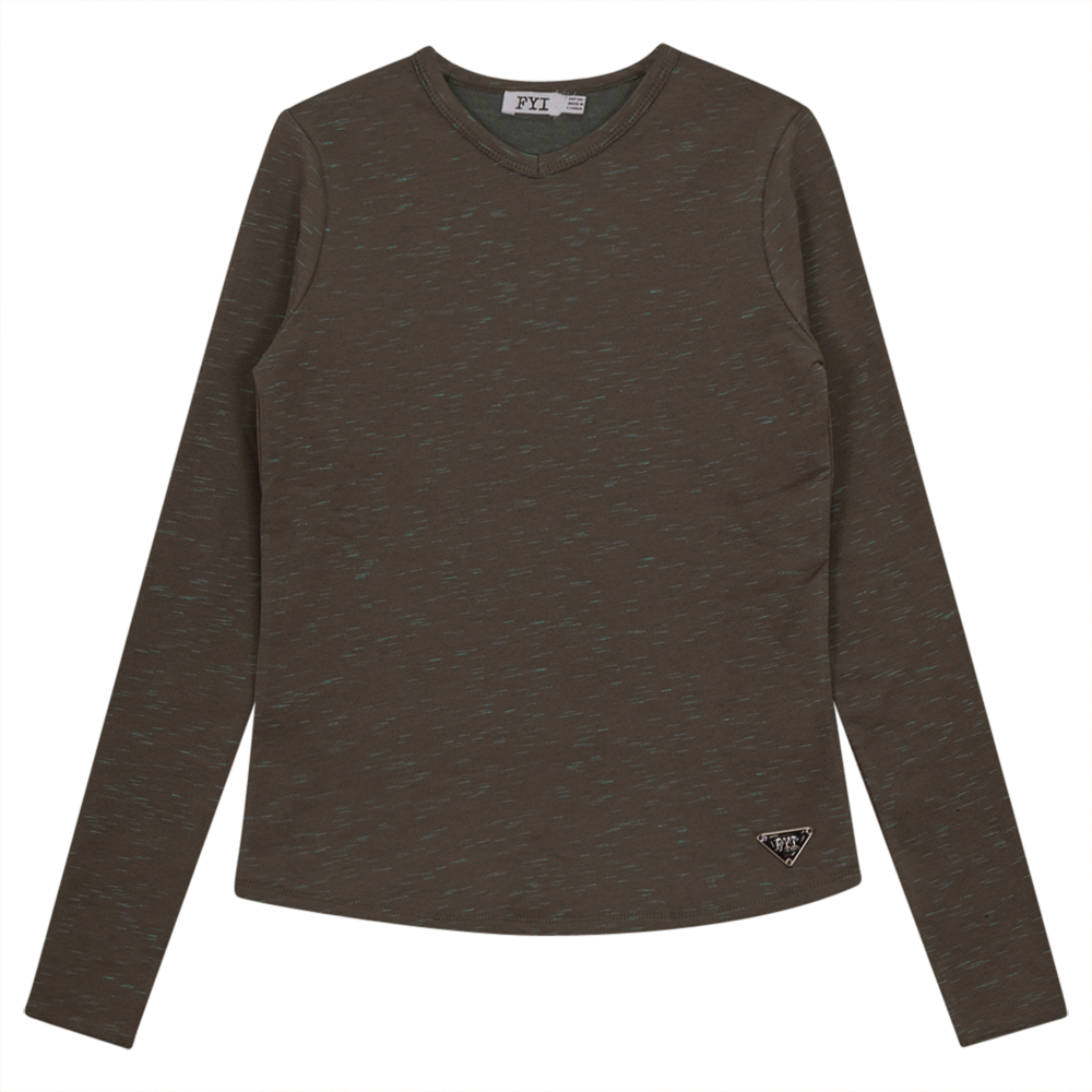 Stretch Mix V Neck Top Olive