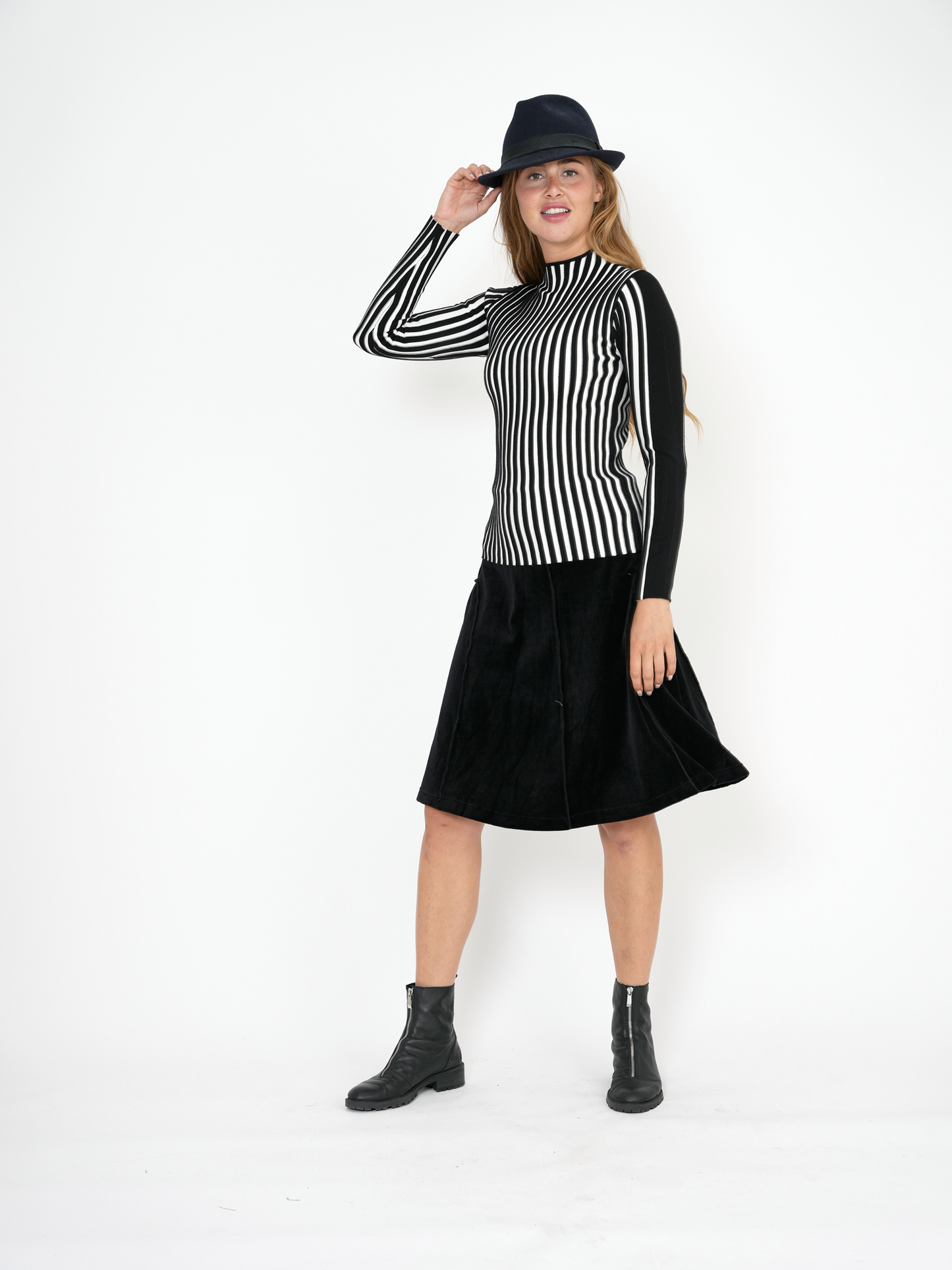 Knit Rib Funnel Neck Top