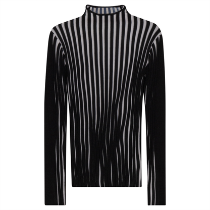 Knit Rib Funnel Neck Top