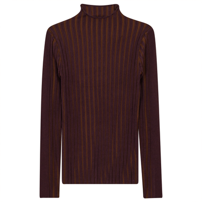 Knit Rib Funnel Neck Top