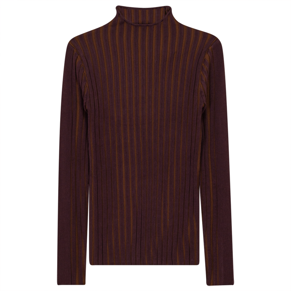 Knit Rib Funnel Neck Top