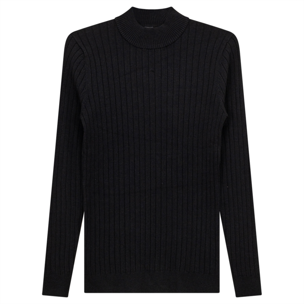 Maternity Sweater Knit Mock Neck Black