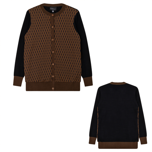 Materniity Diamond Shapped Knit Cardigan Cognac Navy