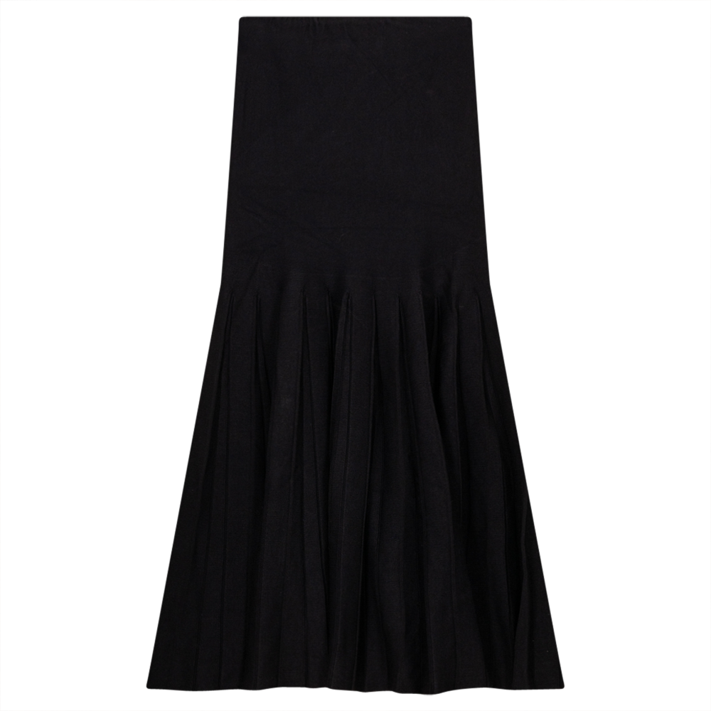 Maternity Short Knit Pleated Skirt Black