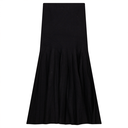 Maternity Short Knit Pleated Skirt Black