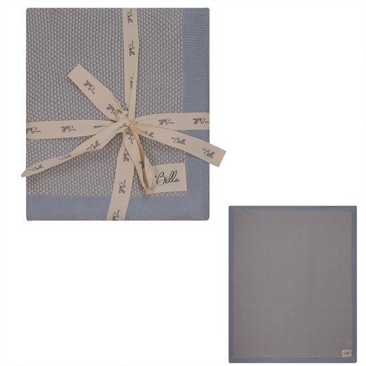 Bella Popcorn Knit Blanket Blue One Size