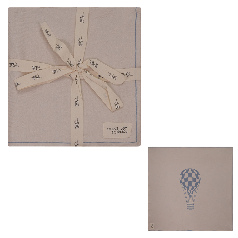 Knit Checkered Hot Air Balloon Blanket Dark Almond Blue One Size