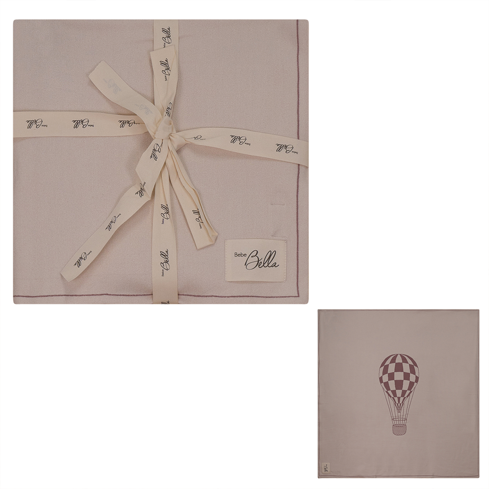 Knit Checkered Hot Air Balloon Blanket Dark Almond Rose One Size