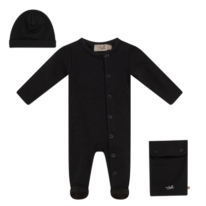 Onesie With Knitted Hat Black