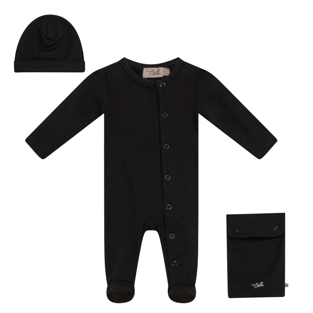 Onesie With Knitted Hat Black