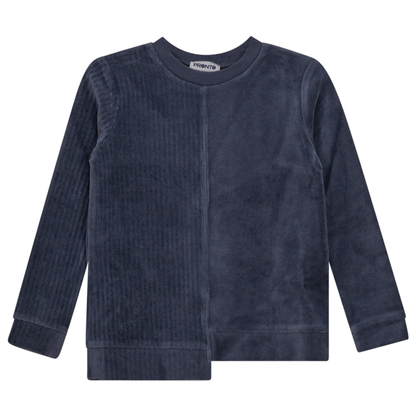 Combo Rib & Solid Velour Top Blue