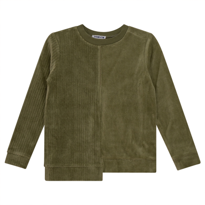 Combo Rib & Solid Velour Top Olive
