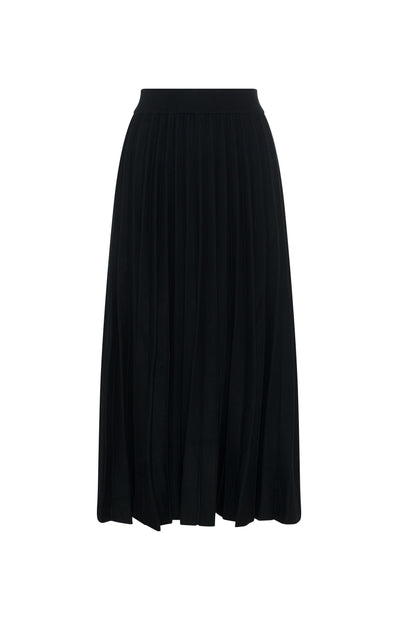 Pleated Knit Maxi Skirt Black