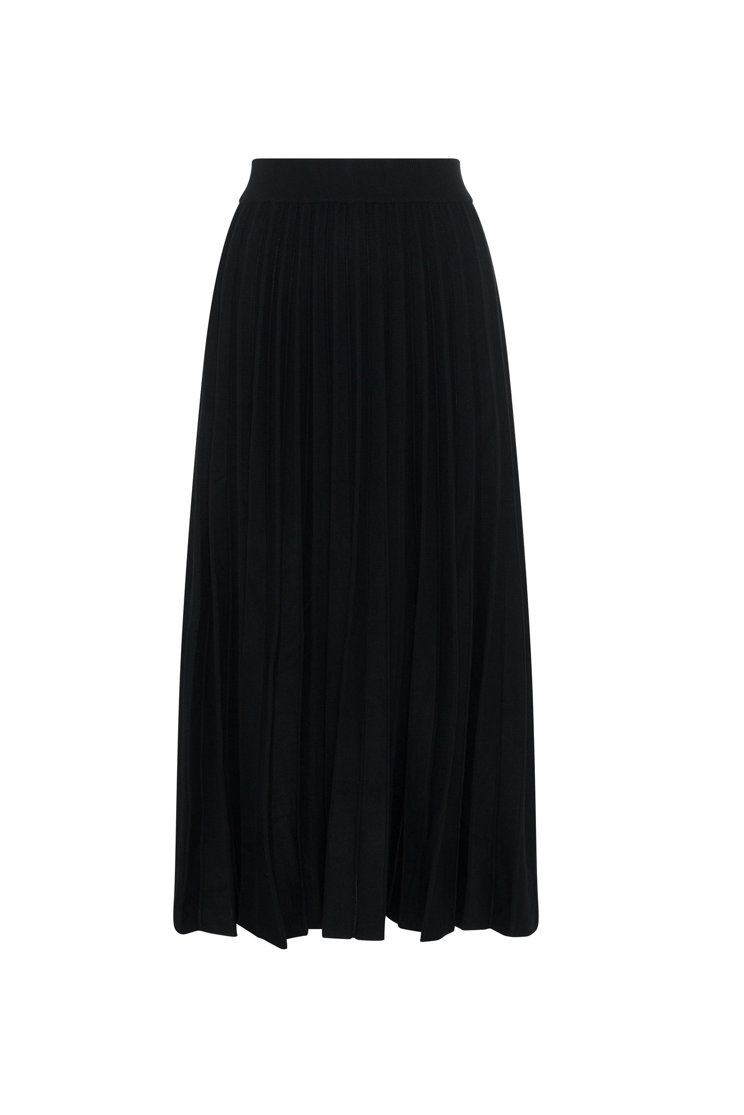 Pleated Knit Maxi Skirt Black