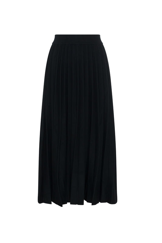 Pleated Knit Maxi Skirt Black