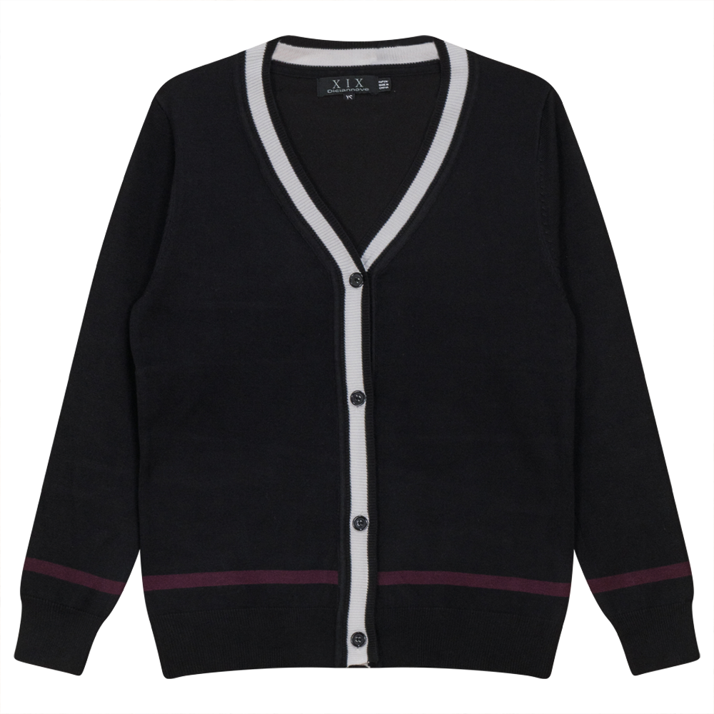 Knit Contrast Cardigan Black