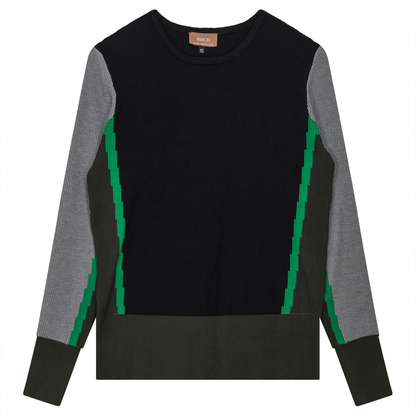 Color Blocked Sweater Black Dark Olive