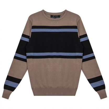 Color Blocked Stripped Sweater Mocha Black