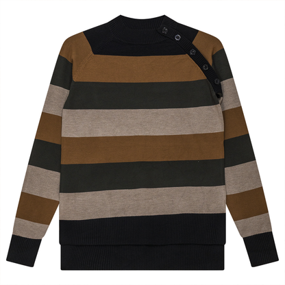 Stripped Knit Sweater Black Taupe