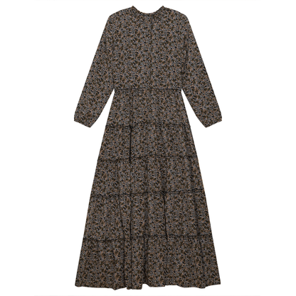 Mini Floral Maxi Dress Black Grey