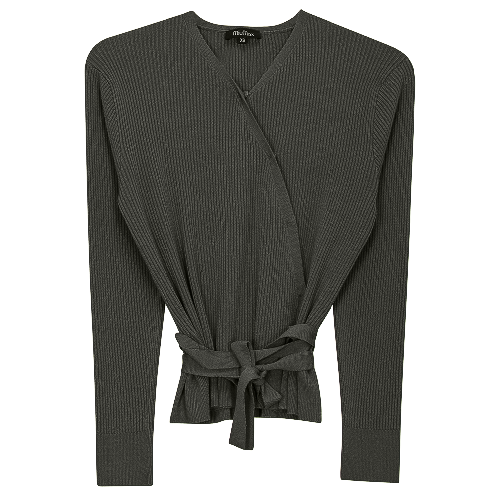 Wrap Pointelle Knit Top Dark Olive