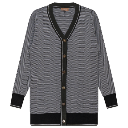 Sweater Knit Herringbone Design Cardigan