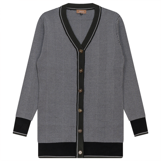 Sweater Knit Herringbone Design Cardigan
