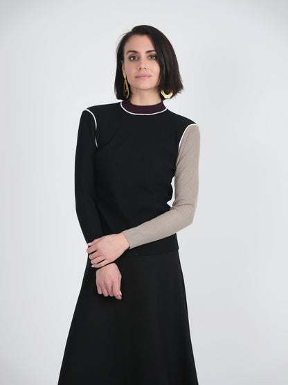 Mock Neck Color Blocked Sweater