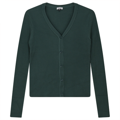 Cropped Knit Ribbed Cardigan