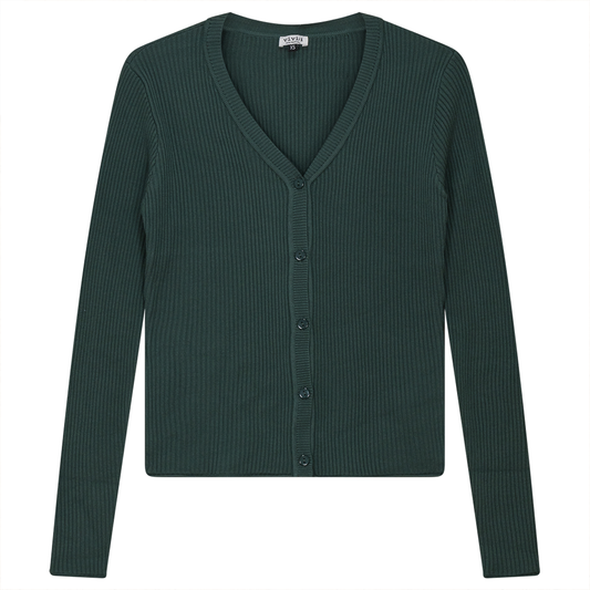 Cropped Knit Ribbed Cardigan