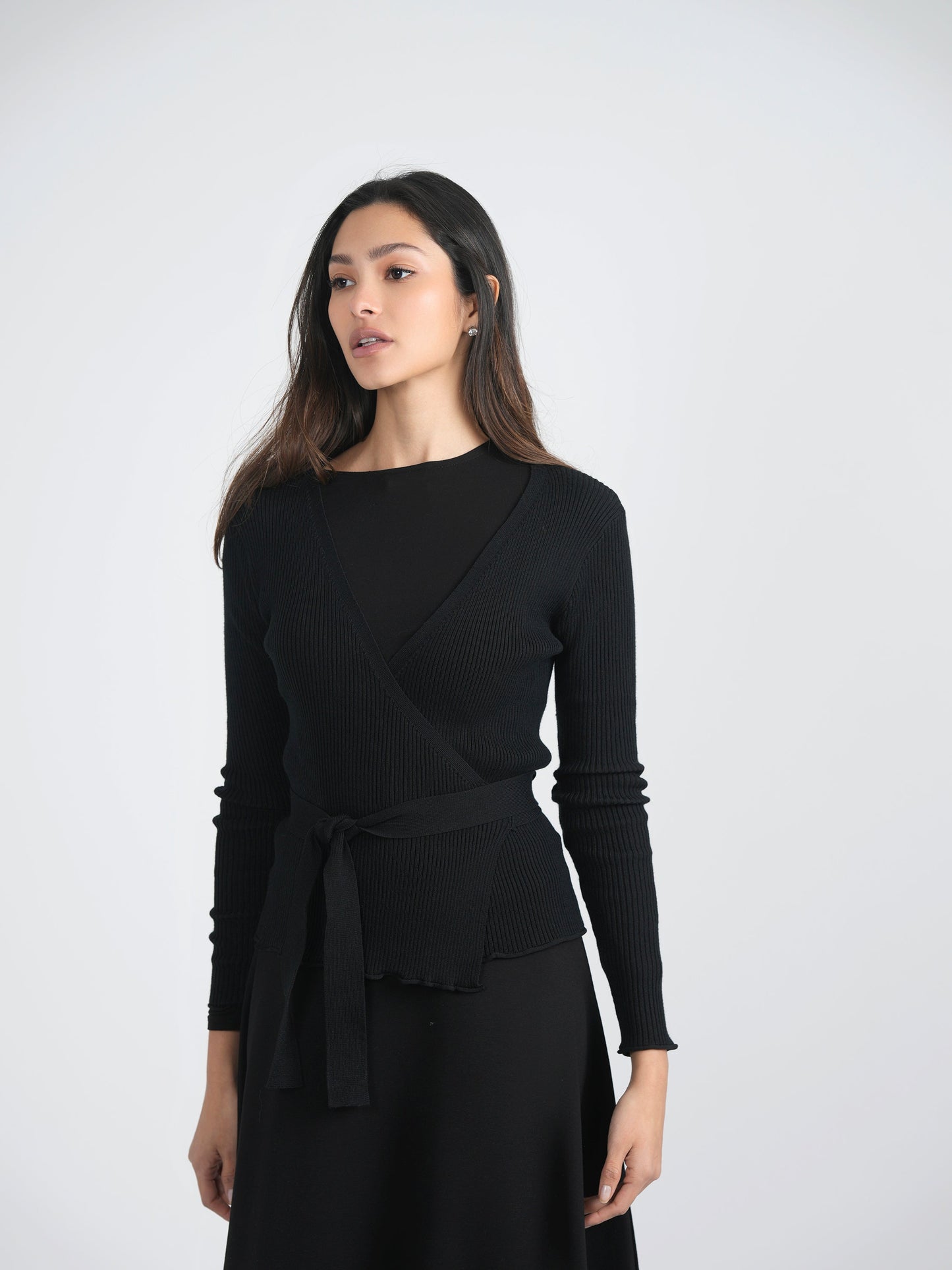 Ribbed Knit Wrap Top