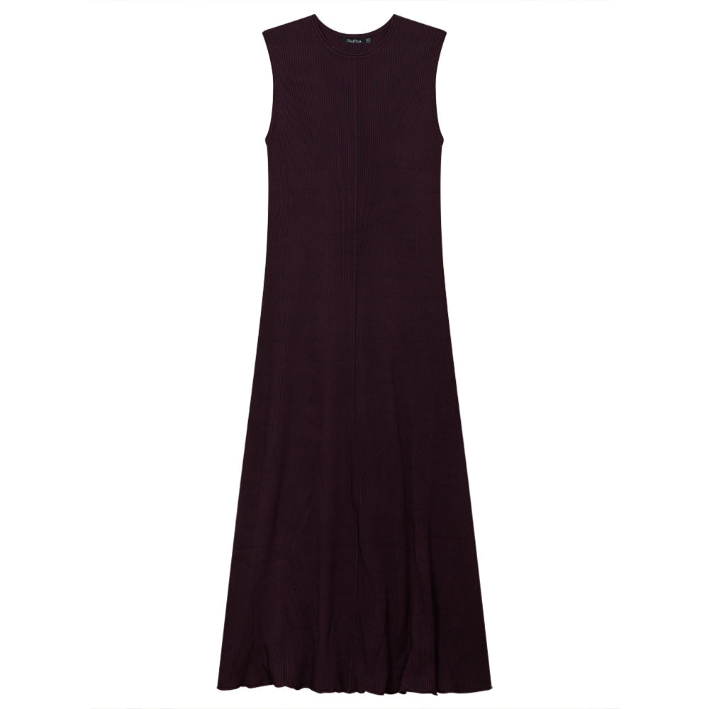 A Line Ribbed Knit Maxi Jumper Eggplant